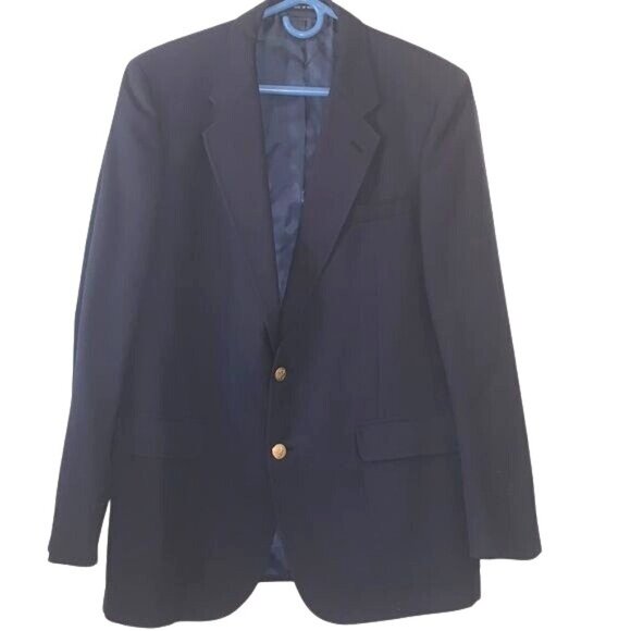Robert Alexander Mens Blazer Size 42R Navy Wool Blend Two-Button - Picture 1 of 11